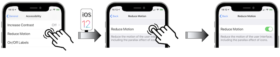 Access illustration via Settings - General - Accessibility - Reduce Motion