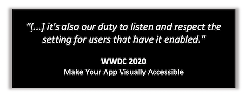 Accès à la vidéo WWDC mentionnant l'importance de la prise en compte des réglages utilisateurs au sein d'une application.