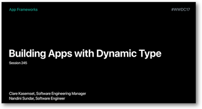 Accès à l'application du dynamic type.