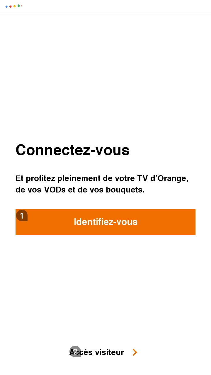 capture d’écran présentant un écran de l'application Orange TV, en ayant Voice Access actif, chaque élément interactif étant alors associé à un numéro